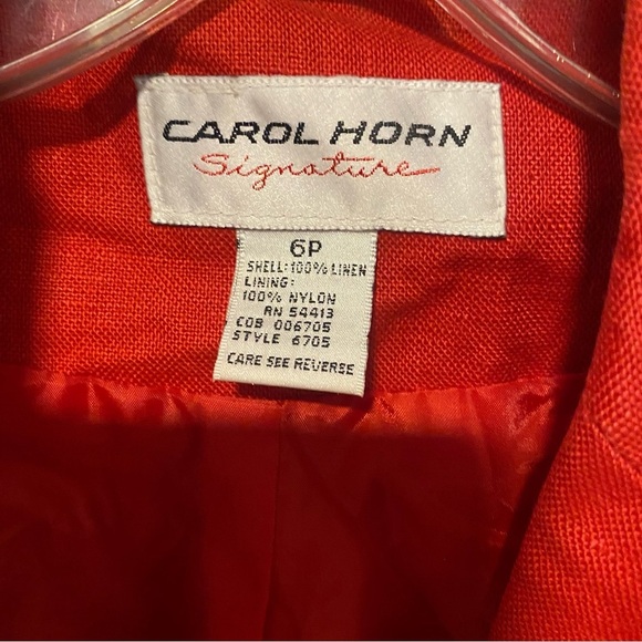 Vintage  Linen Blazer One Button Shoulder Pads Sz 6P - Picture 6 of 10